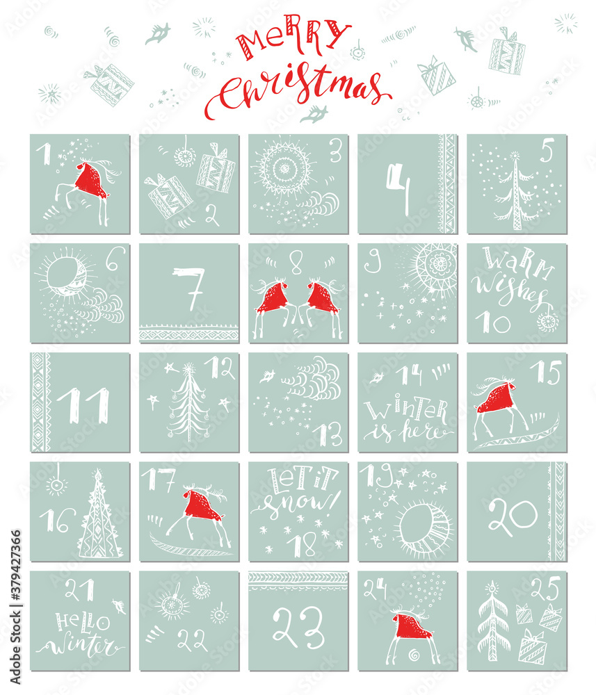 Hand drawn christmas advent calendar Hand drawn christmas advent calendar