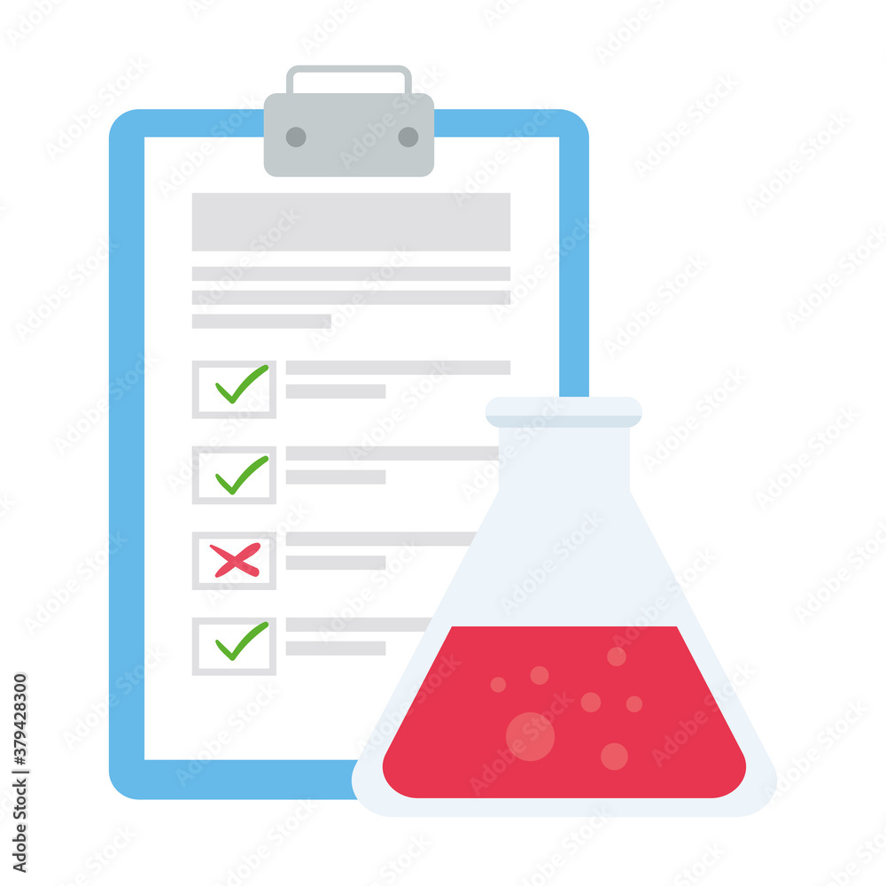 laboratory flask with document design, Chemistry substance science research technology biology equipment and test theme Vector illustration laboratory flask with document design, Chemistry substance science research technology biology equipment and test theme Vector illustration