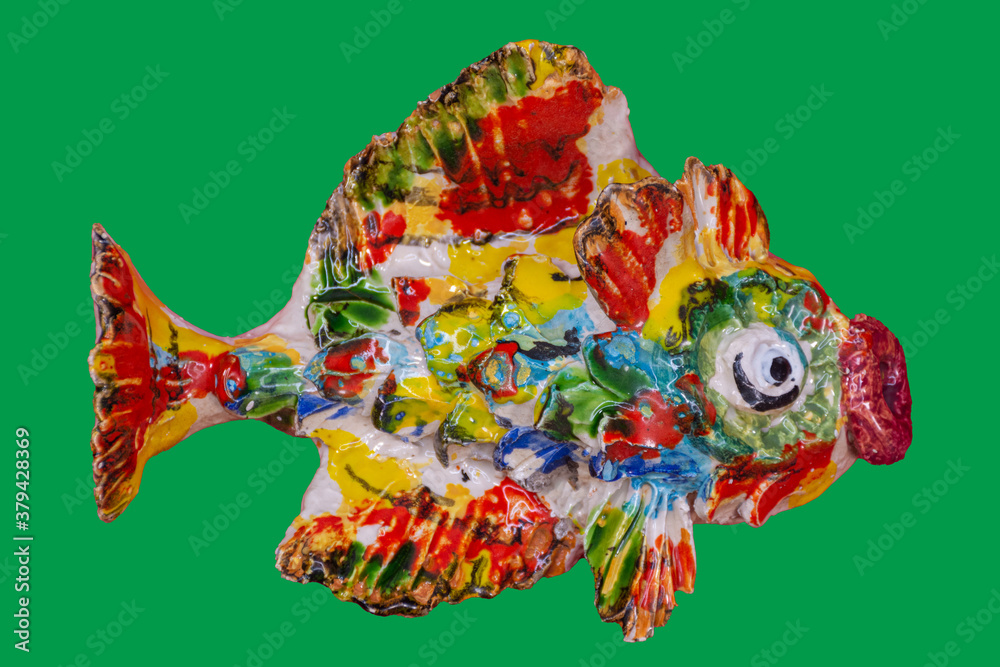 Multicolored crock fish isolated on background. Aquarium concept