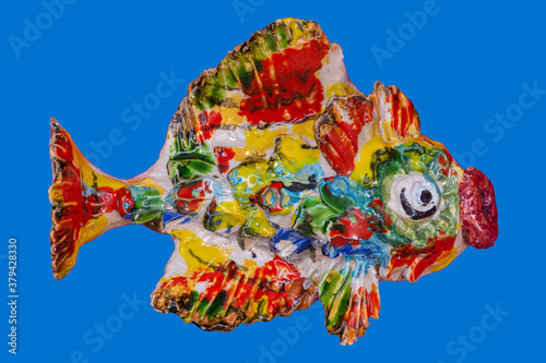 Obraz na płótnie Multicolored crock fish isolated on background. Aquarium concept w salonie