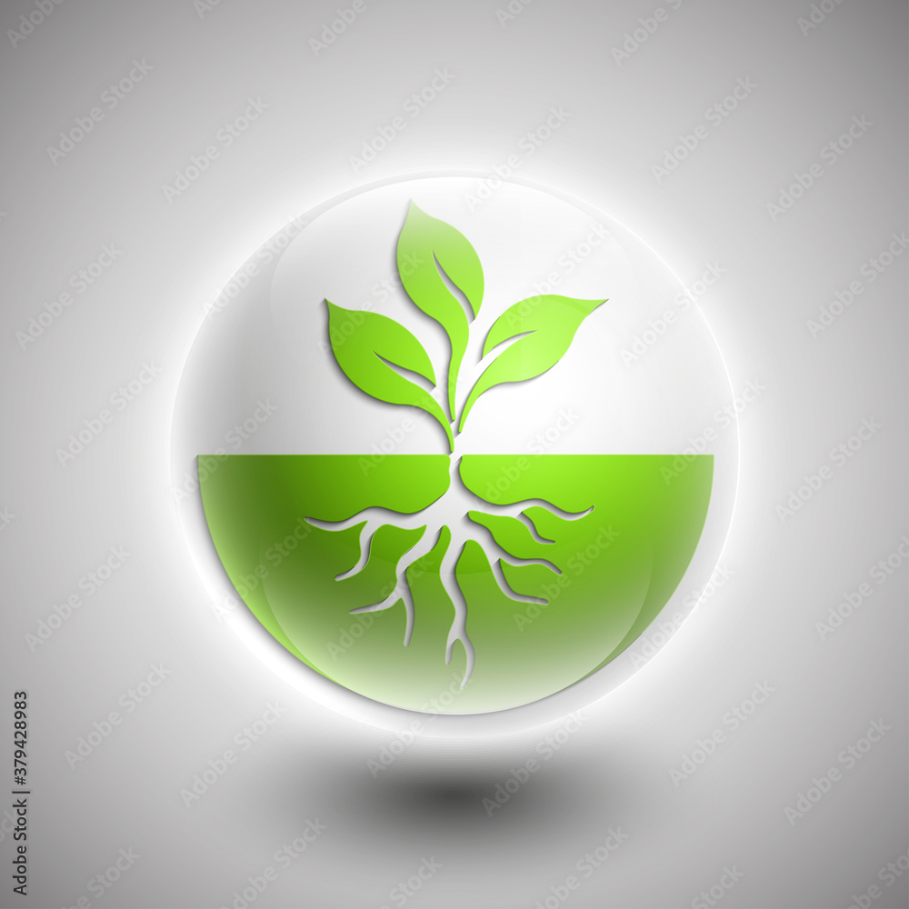 organic button icon for ecological topics.. Illustration organic button icon for ecological topics.. Illustration