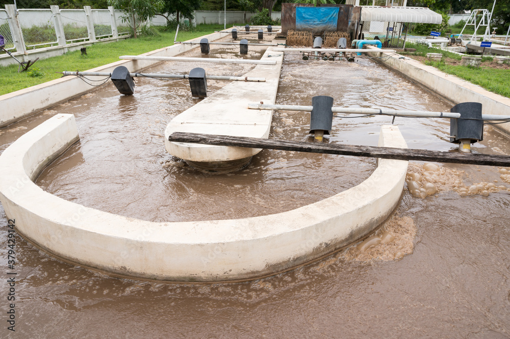 Cleaning water system for environment protection.Water turbine for treatment in waste water pool.Water pollution treatment. Cleaning water system for environment protection.Water turbine for treatment in waste water pool.Water pollution treatment.