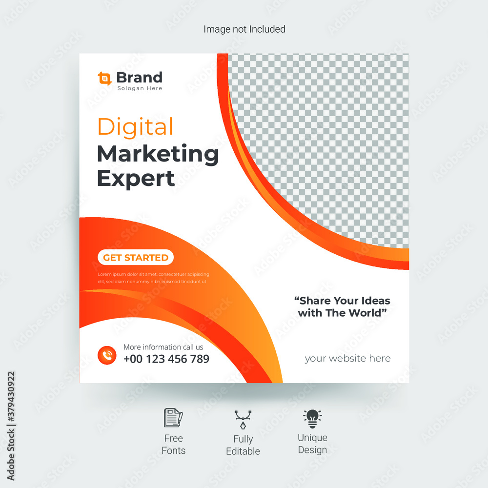 Digital business marketing banner for social media post template.