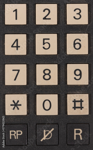 Close-up of an analog telephone keypad