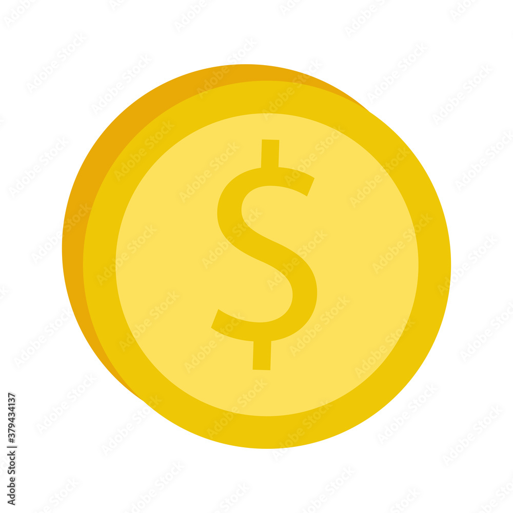 dollar coin icon of money financial banking commerce and market theme Vector illustration dollar coin icon of money financial banking commerce and market theme Vector illustration