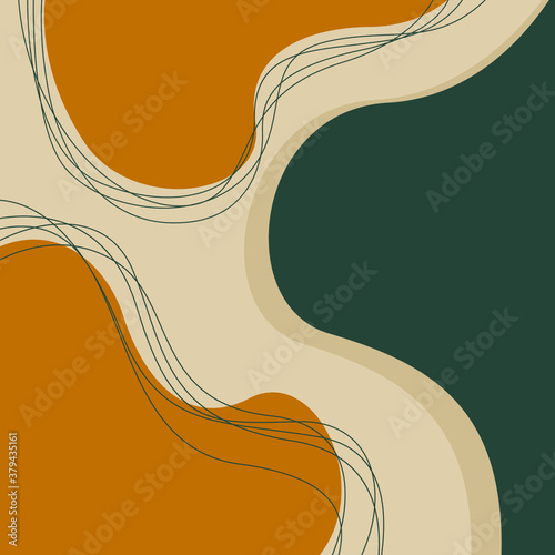 Abstract aesthetic backgrounds landscapes. Earth tones, pastel colors. Boho wall decor. Mid century modern minimalist.