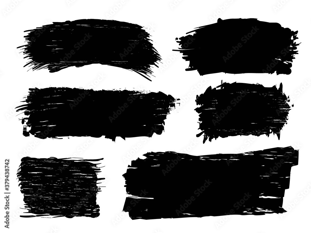 hand drawn set of brush stroke for black ink paint. grunge backdrop, dirty banner, watercolor design and dirty texture. vector illustration