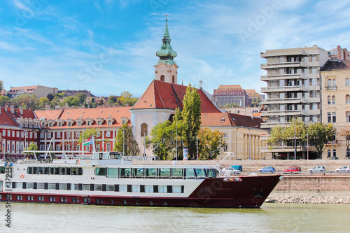 View of the River Boat on the Danube river in Budapest