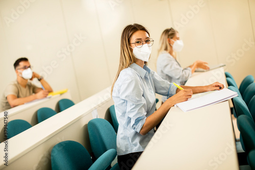 Female student wearing face...