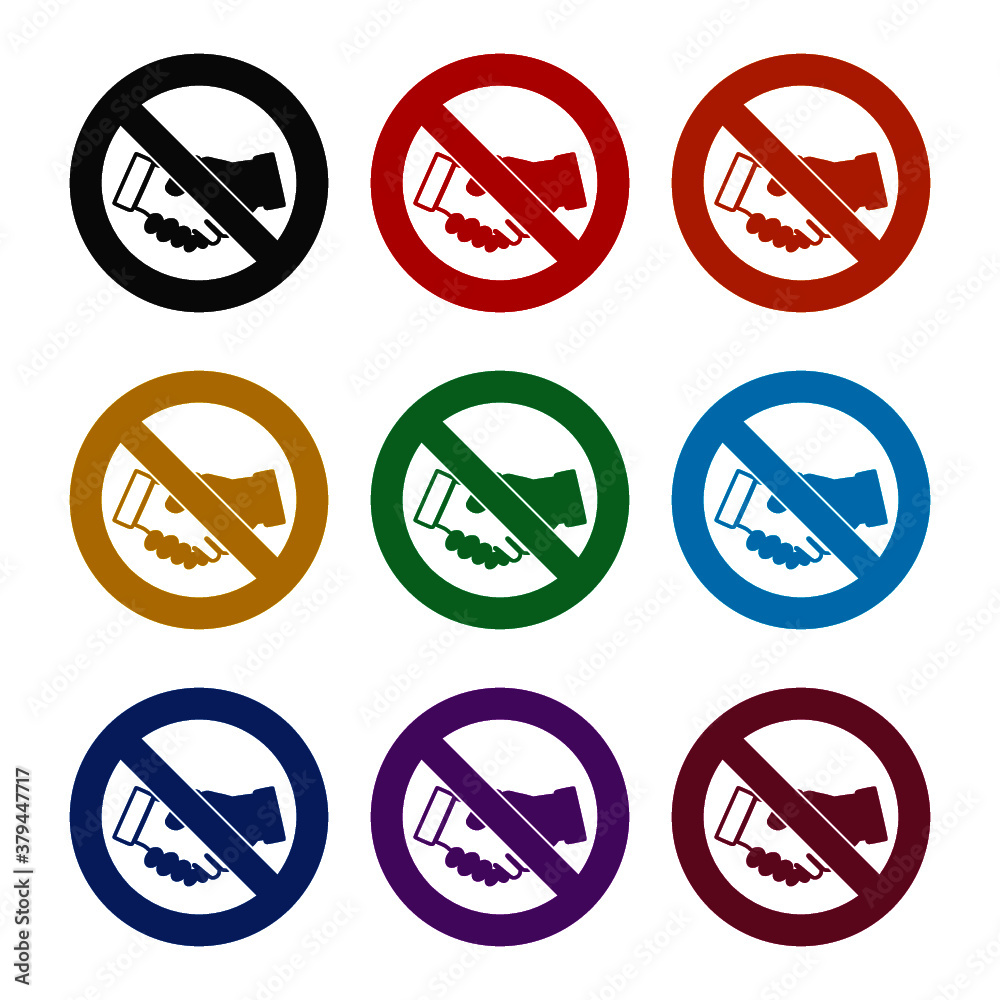 Handshake ban icon isolated, color set Handshake ban icon isolated, color set