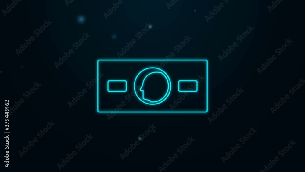 Glowing neon line Paper money cash icon isolated on black background. Money banknotes stacks. Bill currency. 4K Video motion graphic animation Glowing neon line Paper money cash icon isolated on black background. Money banknotes stacks. Bill currency. 4K Video motion graphic animation