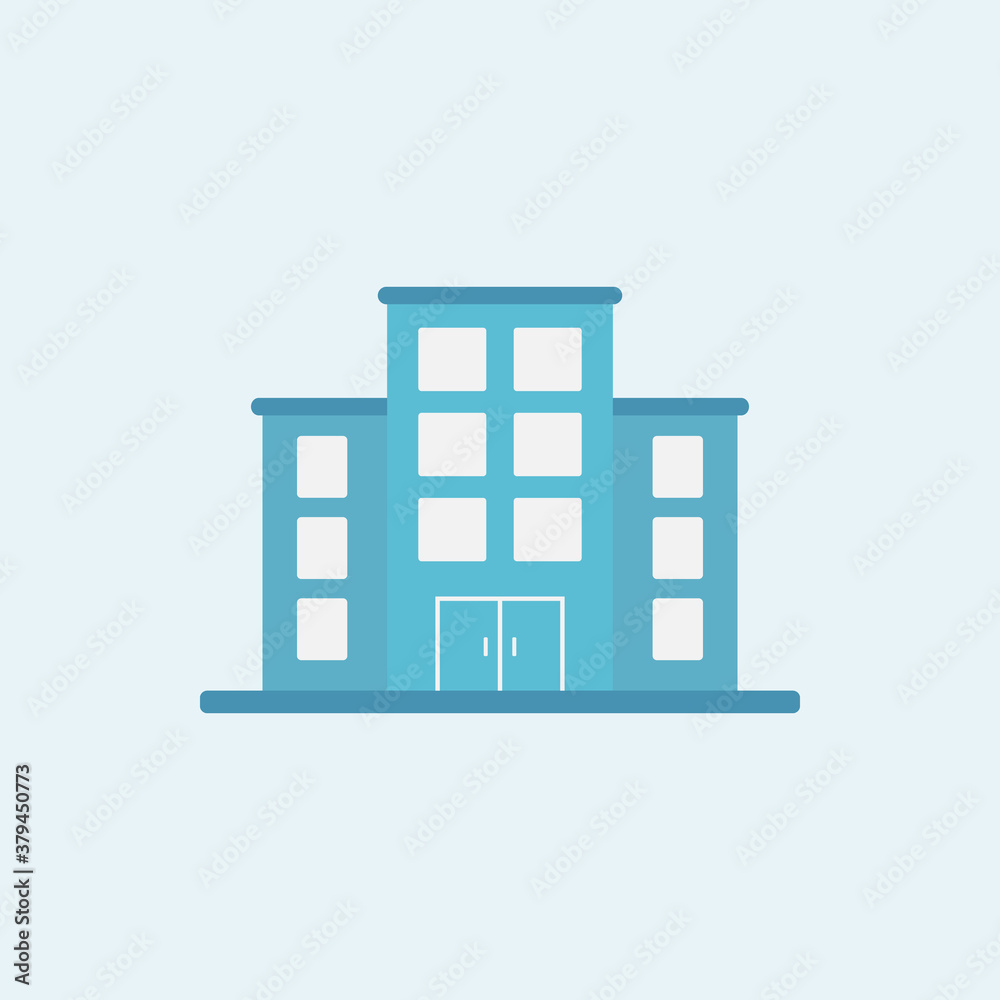 Building, apartment, school, hospital, office icon flat style isolated. Vector illustration Building, apartment, school, hospital, office icon flat style isolated. Vector illustration