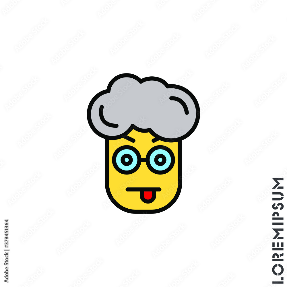 Mocking teasing and angry icon boy, man icon. showing tongue and frowning eyebrows Emoticon Icon Vector Illustration. Style. 