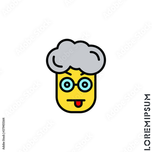 Mocking teasing and angry icon boy, man icon. showing tongue and frowning eyebrows Emoticon Icon Vector Illustration. Style. 