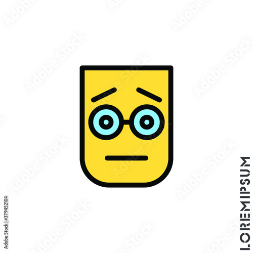 cute emoticon sticker color, vector illustration. Embarrassed Shy Blushing Face Emoticon Icon Vector Illustration