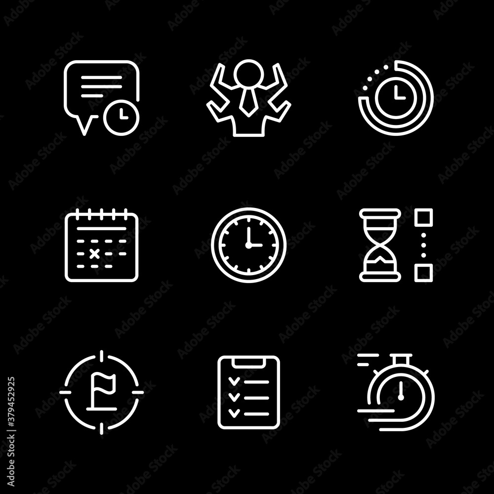 Set line icons of time management