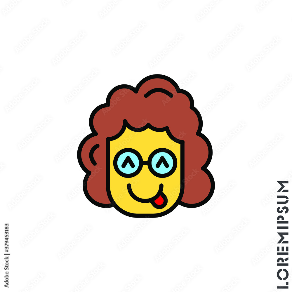 Playful smile girl, woman yellow icon. Simple vector of emoji icons for ui and ux, website or mobile application. isolated with tongue out icon Playful smile girl, woman yellow icon. Simple vector of emoji icons for ui and ux, website or mobile application. isolated with tongue out icon