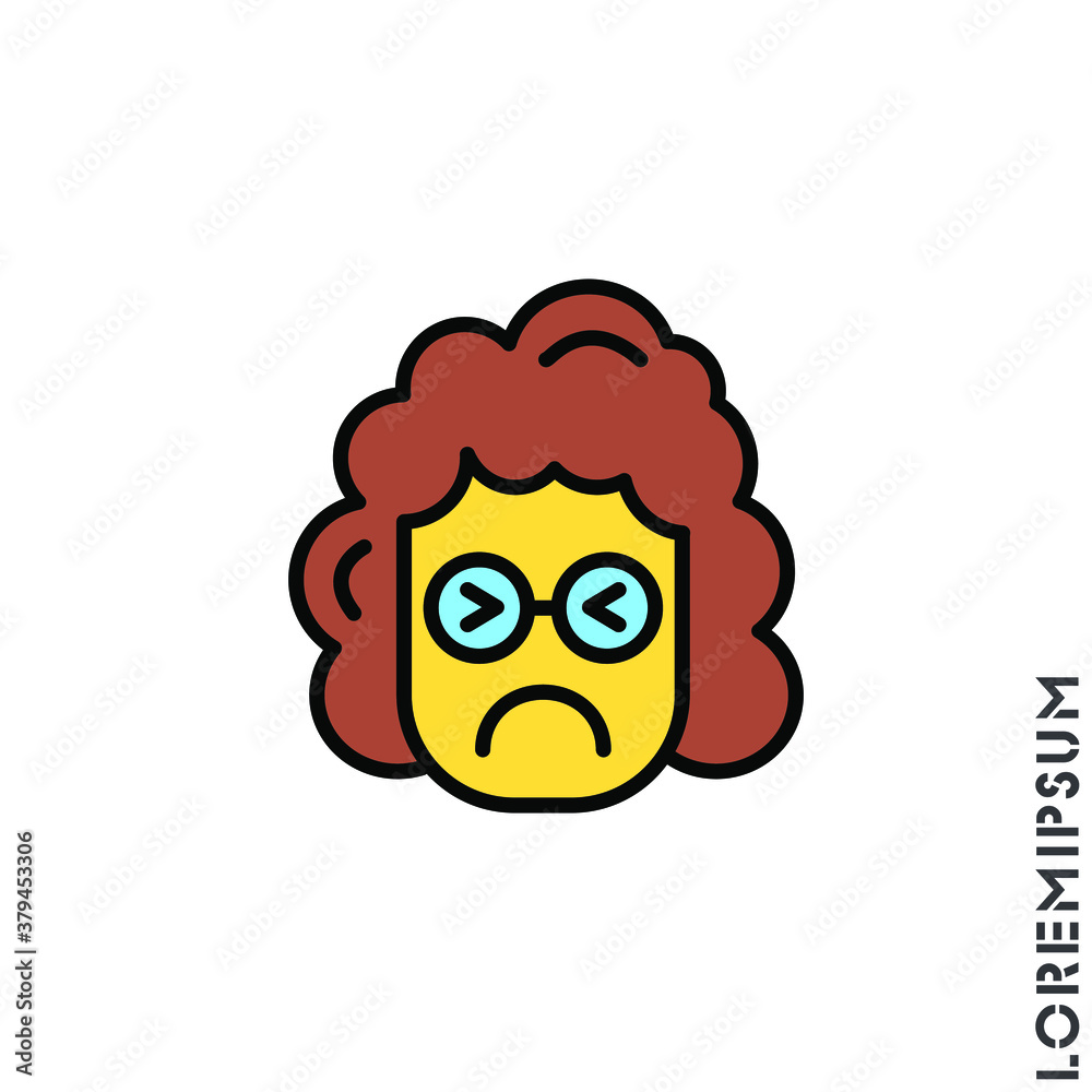 Sad Cry Stressful Emoticon yellow girl, woman Icon Vector Illustration. Style. Angry icon vector, emotion symbol. Modern symbol for web and mobile apps web 