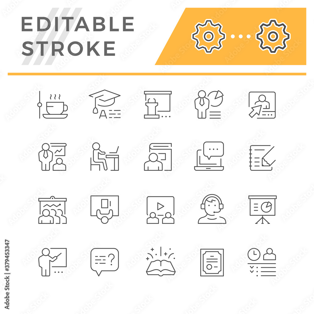 Set line icons of training Set line icons of training