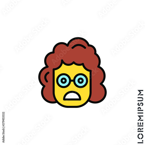Frowning with open mouth girl, woman emoji yellow vector icon. frowning with open mouth emoji icon, vector simple element illustration from editable emoji concept isolated