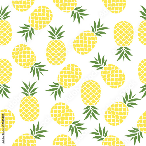 Seamless pineapple pattern vector illustration on white.