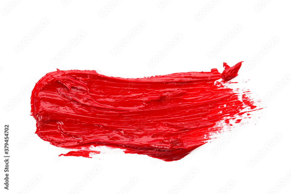 Red colored brush stroke paiting over isolated background, canvas watercolor texture, red lipstick smudge Red colored brush stroke paiting over isolated background, canvas watercolor texture, red lipstick smudge