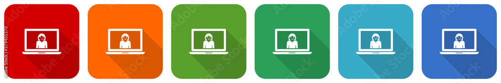 Help, call service, support icon set, flat design vector illustration in 6 colors options for webdesign and mobile applications Help, call service, support icon set, flat design vector illustration in 6 colors options for webdesign and mobile applications
