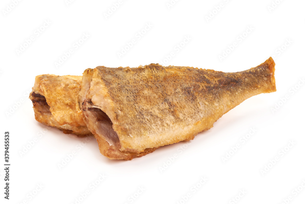 Fried perch fillet, isolated on white background Fried perch fillet, isolated on white background