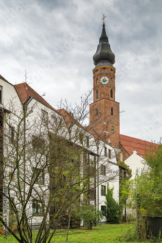 View of gothic Basilica of St. Jacob in Straubing, Germany photo