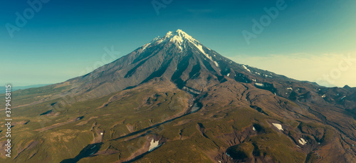 Aerial panorama of Koryaksky volcano