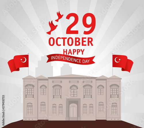 29 october republic day turkey with the grand assembly vector illustration design