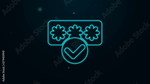 Glowing neon line Password protection and safety access icon isolated on black background. Security, safety, protection, privacy concept. 4K Video motion graphic animation