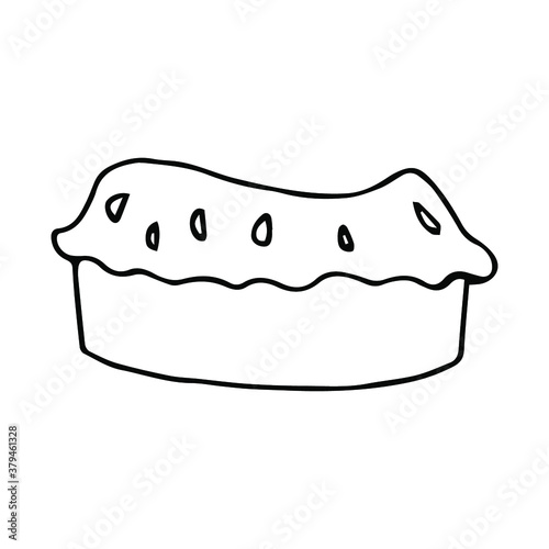 Vector doodle warm apple, pumpkin pie isolated on white. Hand drawn illustration. Design for print, pattern, postcard, poster, banner, autumn, cafe, menu