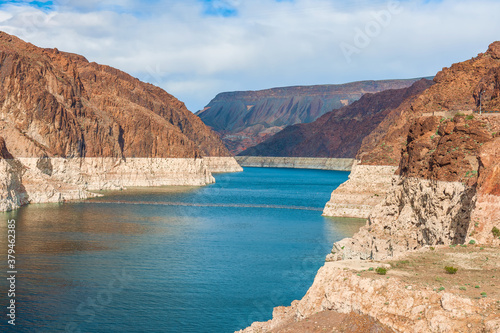 View of Lake Mead near Hoover Dam from the Arizona side.USA