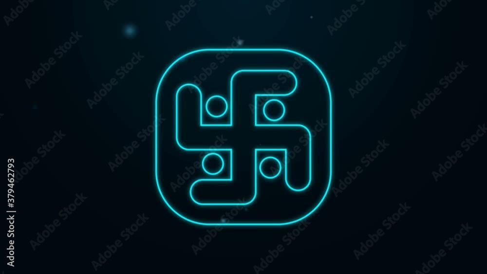 Glowing neon line Jainism icon isolated on black background. 4K Video motion graphic animation Glowing neon line Jainism icon isolated on black background. 4K Video motion graphic animation