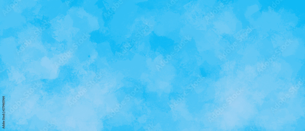 Fondo azul cielo con manchas de acuarela y efecto de nubes