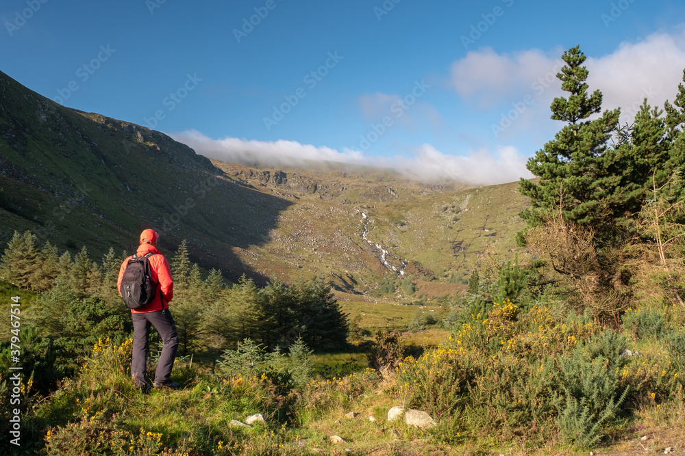 Tourist watching the valley in Wicklow National Park