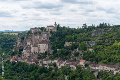 General view of the town of Rocamadour in the morning