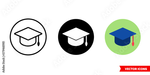 Edu icon of 3 types color, black and white, outline. Isolated vector sign symbol.