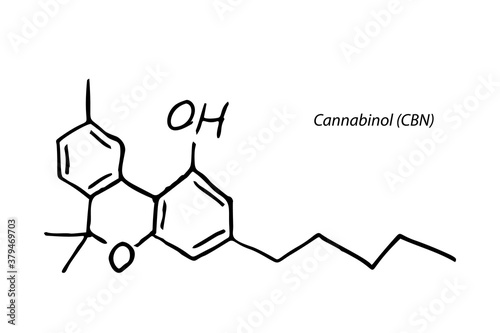 Cannabinol Molecule Formula Hand Drawn Imitation Icon