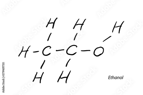 Ethanol Molecule Formula Hand Drawn Imitation Icon