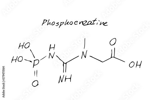 Phosphocreatine Chemistry Molecule Formula Hand Drawn Imitation photo