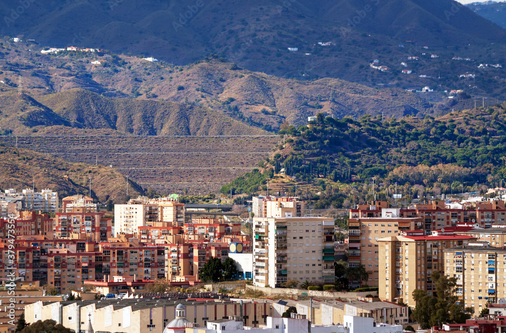 Malaga, Spain: view on Limonero dam from the Gibralfaro mountain