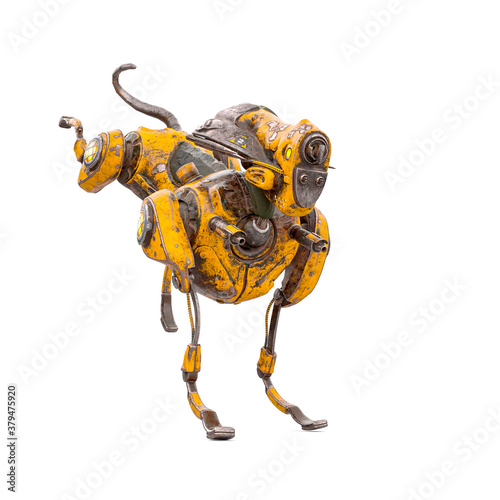 Φωτογραφία cyber watchman dog is landing after jump