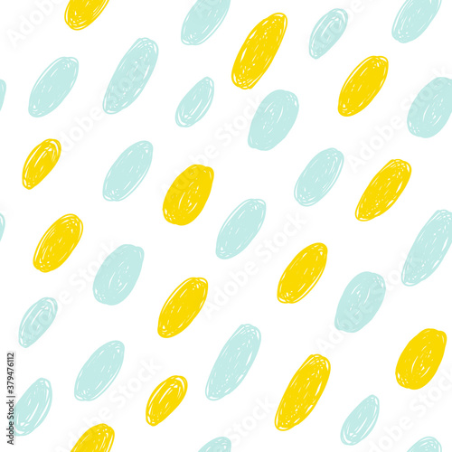 Seamless pattern with abstract shapes. Pastel kids graphic. Vector hand drawn illustration.