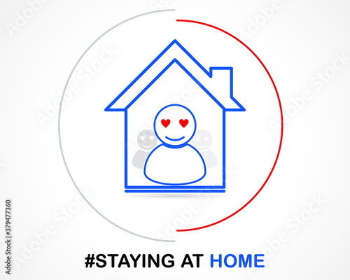stay home icon vector, stay safe illustration, A family staying home safe during quarantine of coronavirus COVID 19. Stay home quarantine concept. Family logo