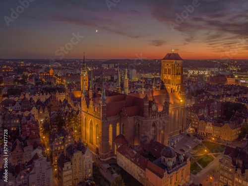 st.mary cathedral in gdansk at evening 