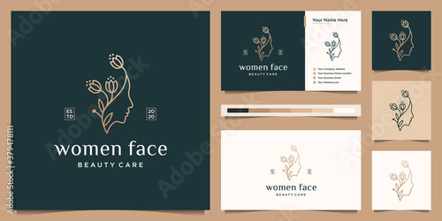 woman hair salon gold gradient logo design