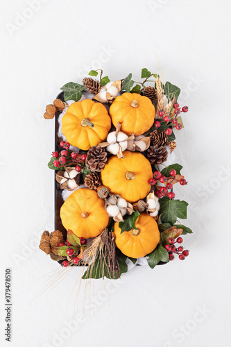 Autumn, fall thanksgiving table decoration, handmade centrepiece
