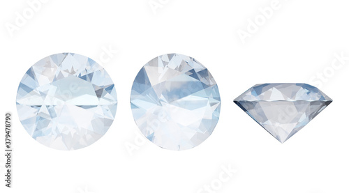 white diamond jeweles on white background  3d render